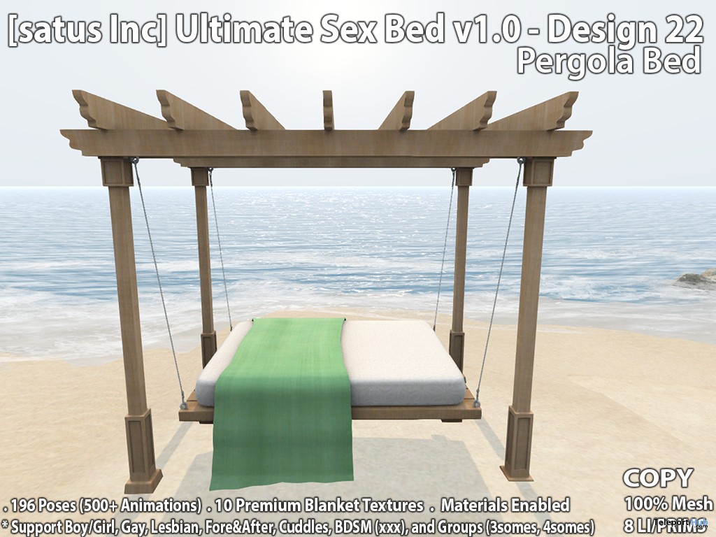 New Release: Ultimate Sex Bed v1.0 - Design 22 Pergola Bed by [satus Inc] |  Teleport Hub - Second Life Freebies