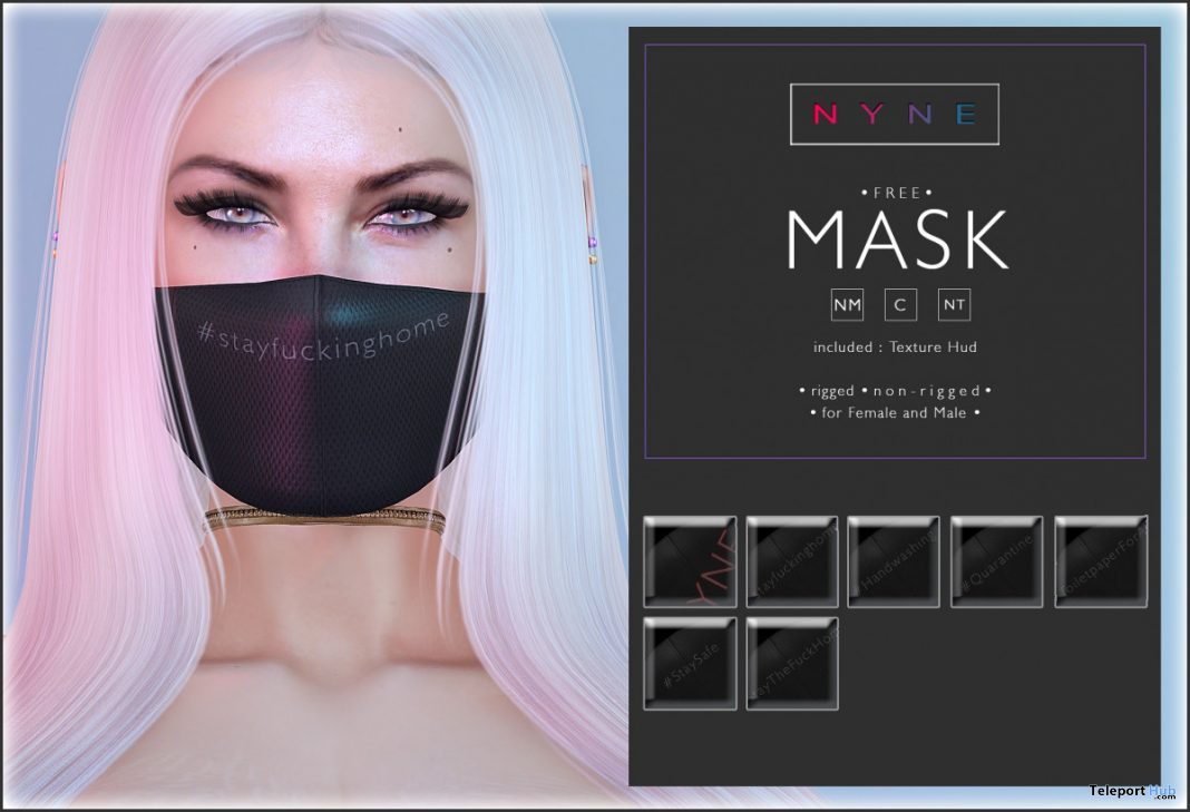Face Mask March 2020 Gift by NYNE | Teleport Hub - Second Life Freebies