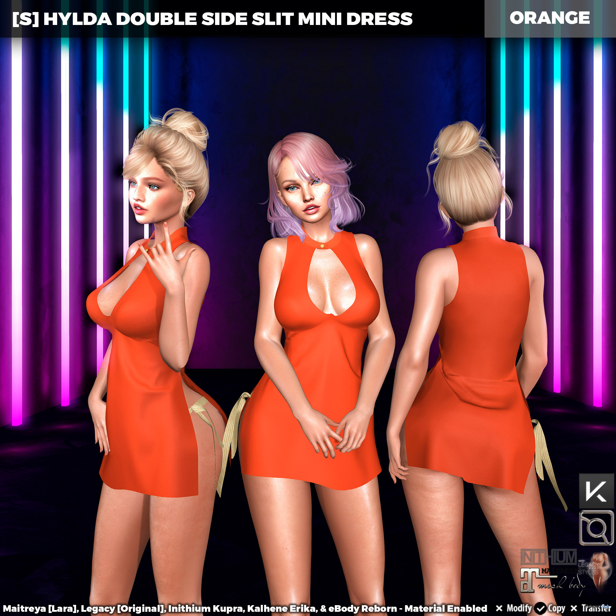 Second Life Marketplace - ⭐ Nori, Satin Mini Zipper Dress, 70+ Colors,Plus  FX Hud. Lara X,Included