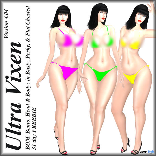 Second Life Marketplace - Ultra Vixen V4.04 - Flat Chest BOM Bento Female  Avatar